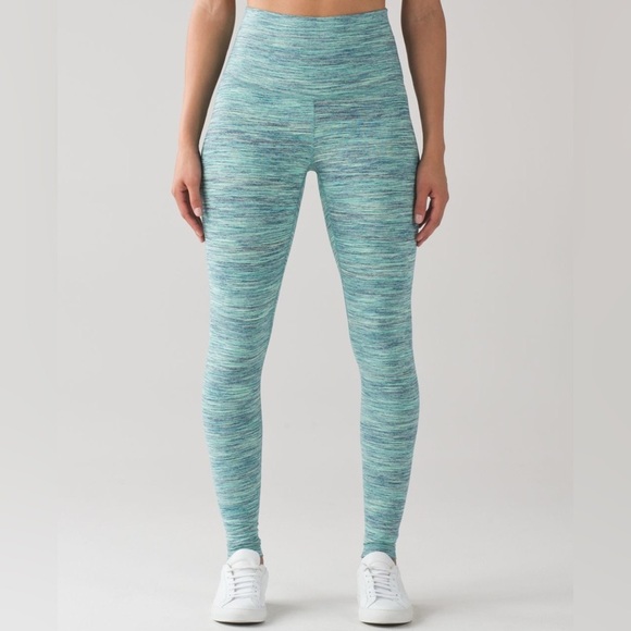 Lululemon Wunder Under High Rise Leggings Space Dye Camo Alberta Lake Fresh Teal - Picture 1 of 10